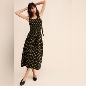 New Damson Madder Tish midi dress in black bow print